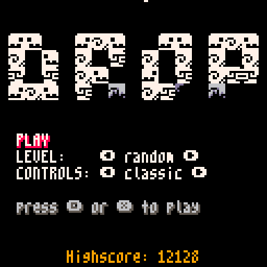 The title screen of the game 'Drop'